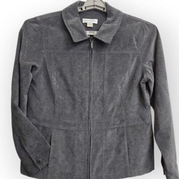 Christopher & Banks Gray Jacket Women’s Size L Zip Front Pockets - Picture 1 of 8
